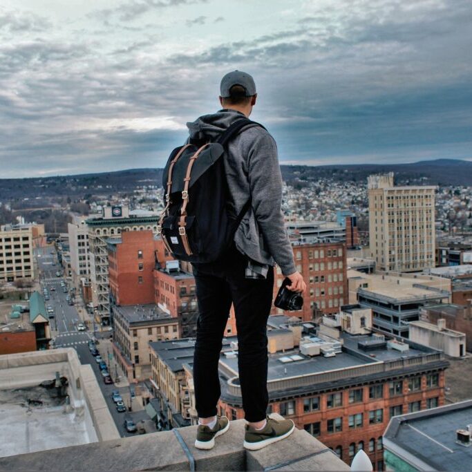 Millennial on rooftop